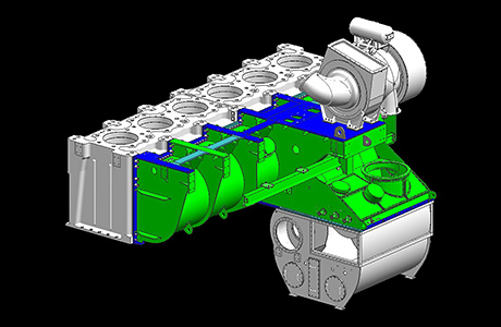 3DCADによるエンジン本体部品モデル
