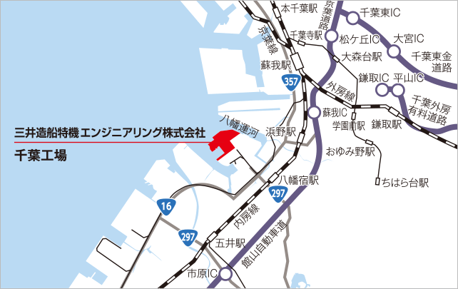 千葉工場へのマップ